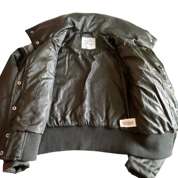 Maralyn & Me Cropped Puffer‎ Bomber Jacket Shiny Olive Sz S Silky Soft Cozy - Picture 7 of 11